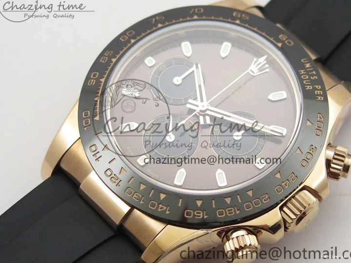 1224 Daytona 116515 Noob 1:1 Best Edition Chocolate Dial Lume Markers on Black Rubber Strap SA4130 (Free Extra Strap) V Stylish 2976